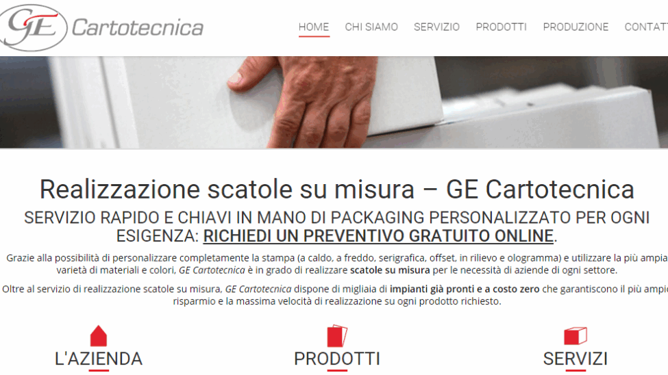 Ge Cartitecnica Marche nuovo sito Il Layout della home nuovo sito Ge Cartotecnica Macerata